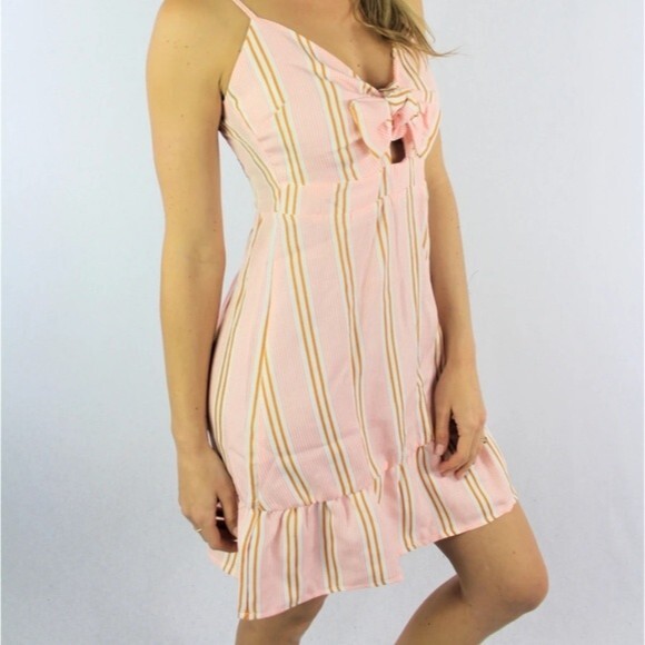 Striped Dress With Bow Knot XL - Picture 2 of 4